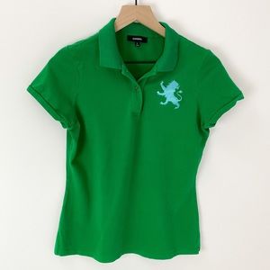 Express Polo Big Lion Embroidered Logo Green Blue Large INV081
